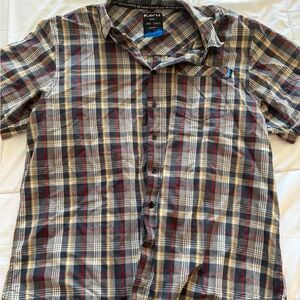 Kavu Men's Casual Plaid Shirt - Navy, Burgundy, Cream